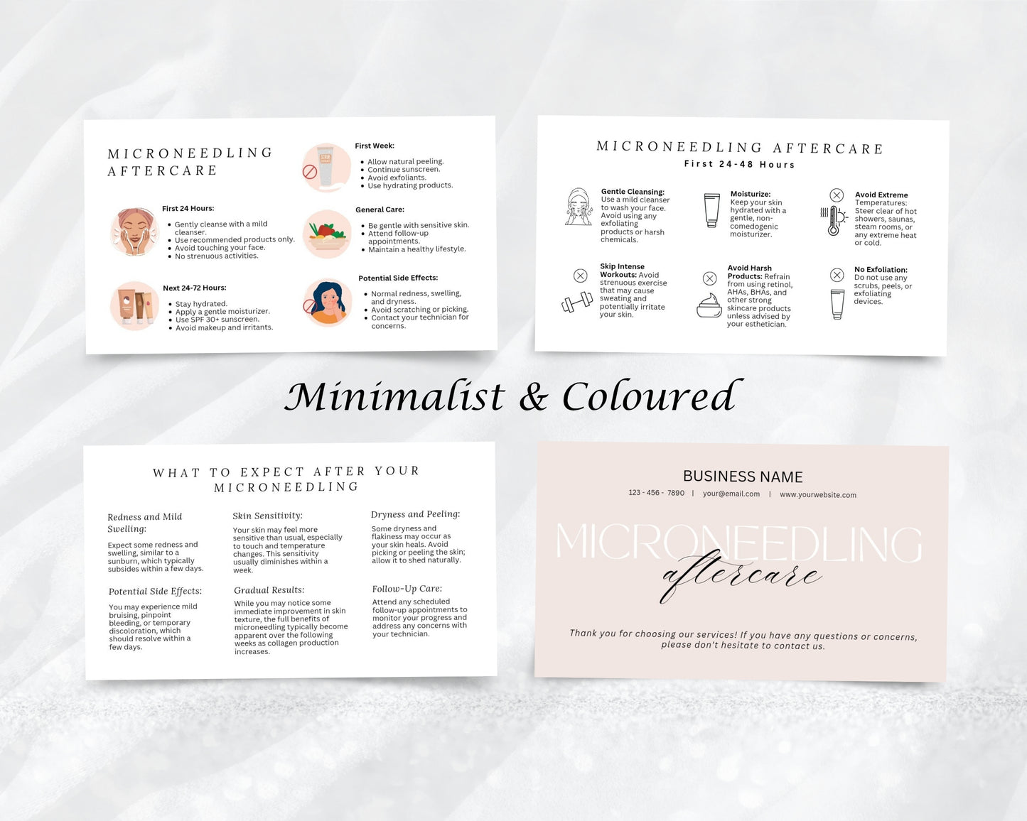 Microneedling Care Card, Aftercare Card, Edit in Canva