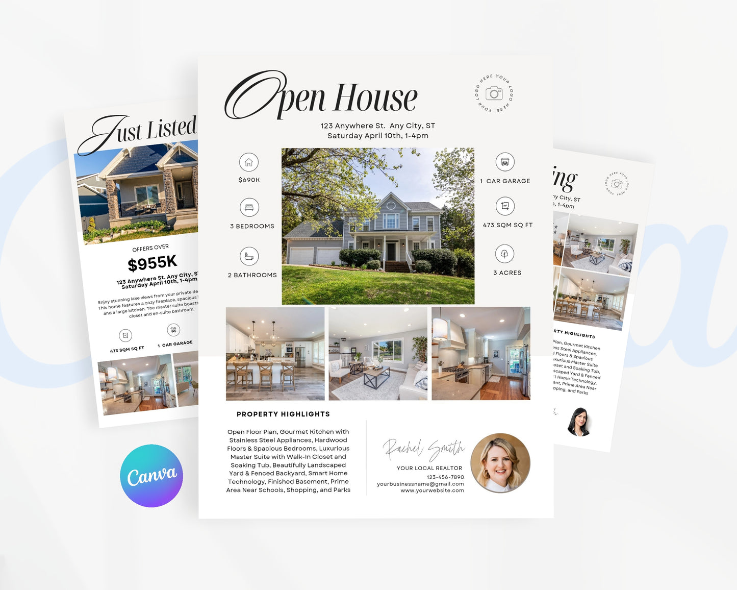 Real Estate Flyers, For Sale Flyer Marketing Flyer, Open Listing, Edit in Canva - REDF06