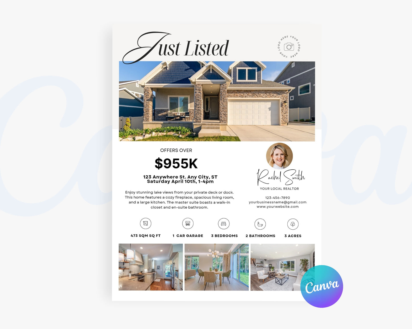 Real Estate Flyers, For Sale Flyer Marketing Flyer, Open Listing, Edit in Canva - REDF06