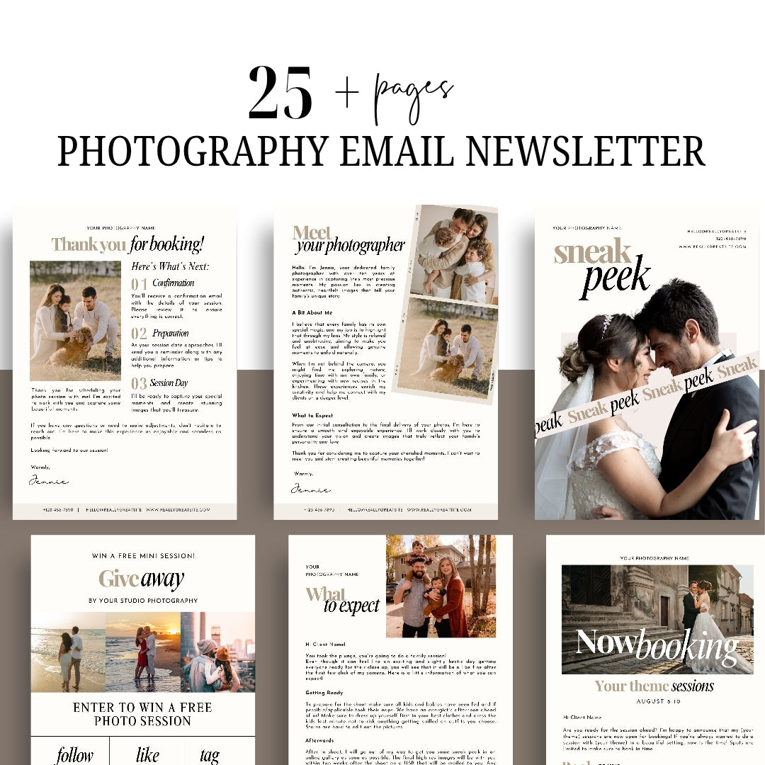 Photography Email Newsletter Templates, Photographer Email Newsletter Post, Edit in Canva
