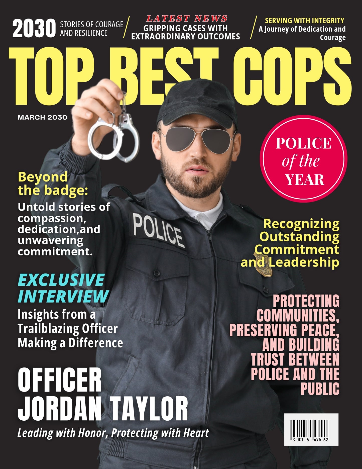 Cop Magazine Cover Poster, Birthday or Retirement Gift, Police Officer Gifts, Editable in Canva