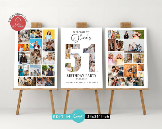 EDITABLE 51 Photo Collage, Welcome Sign, Canva, DIGITAL