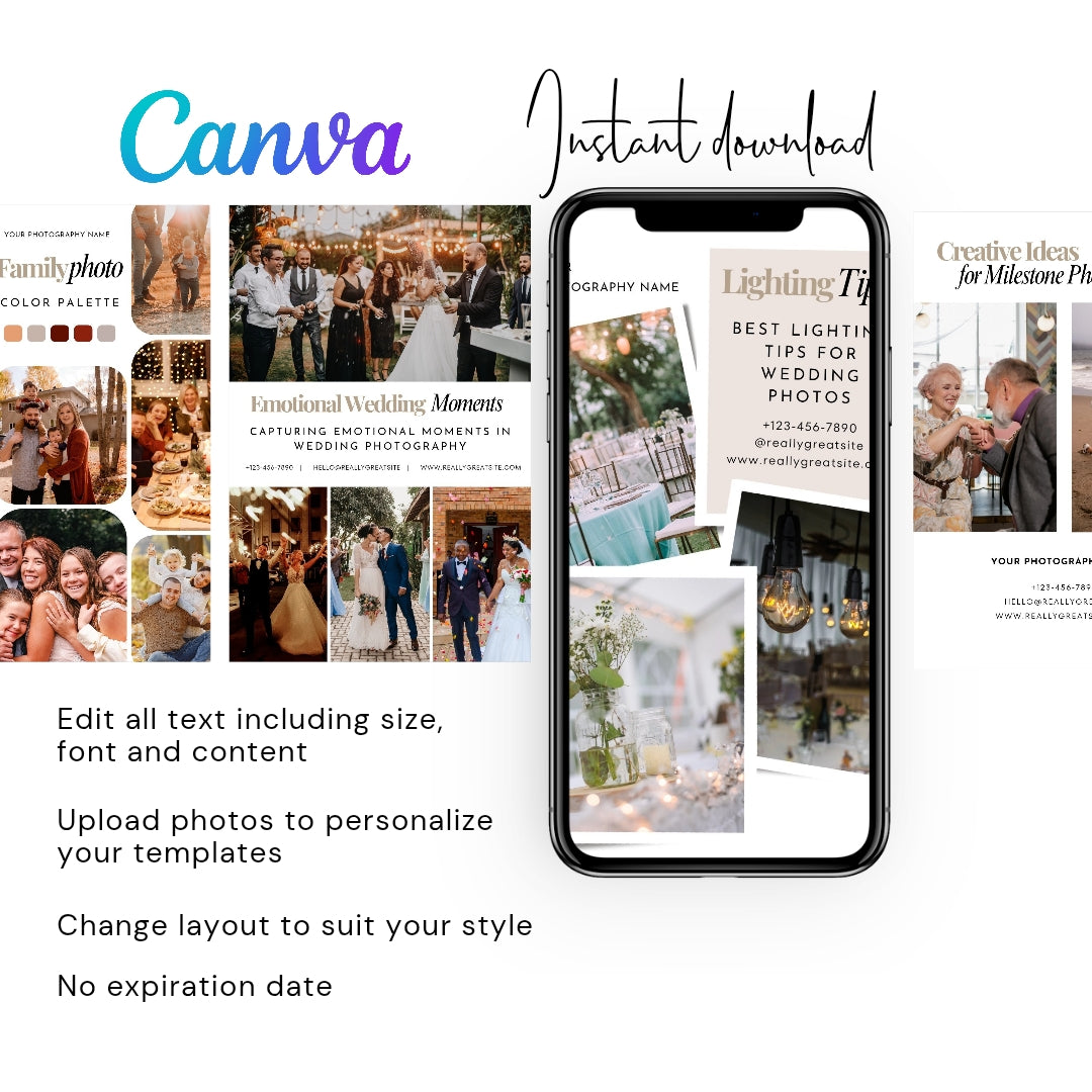 30 Photography Pinterest Templates, Pinterest Post, Edit in Canva