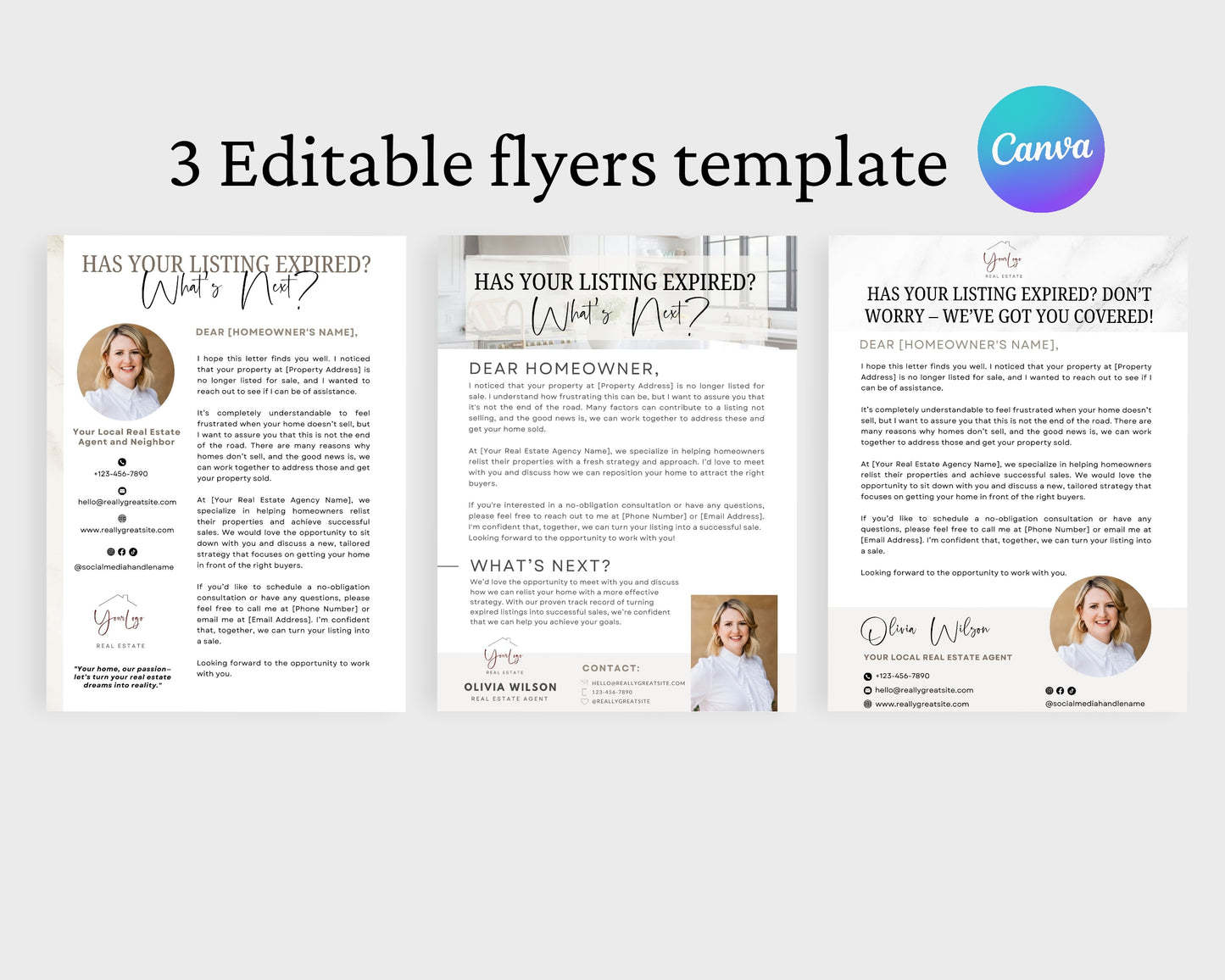 Expired Listing Real Estate Flyers, For Sale Flyer Marketing Flyer, Edit in Canva - REDF19