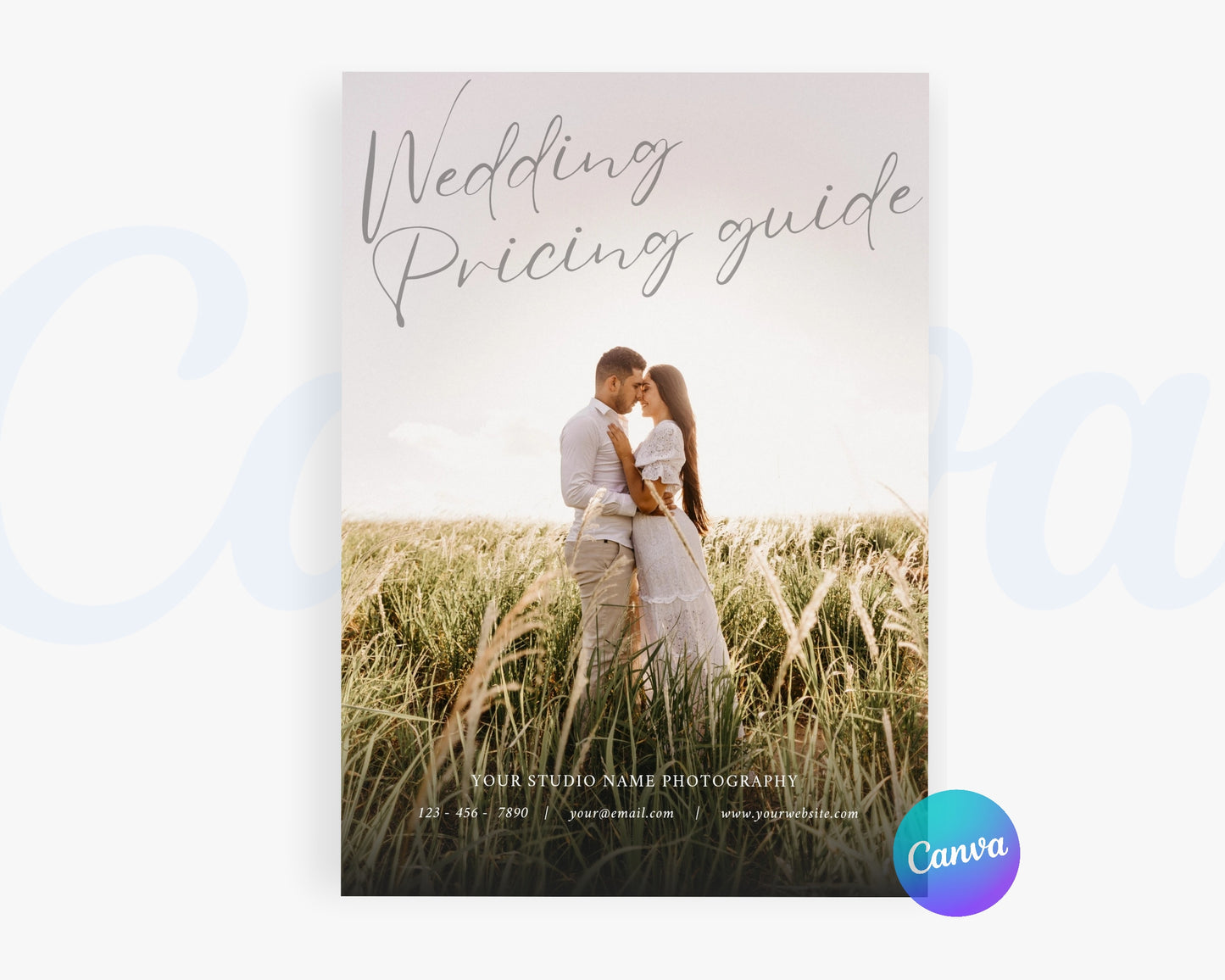 Photography Pricing Guide, Wedding Photography Price List, Edit in Canva - PDP03