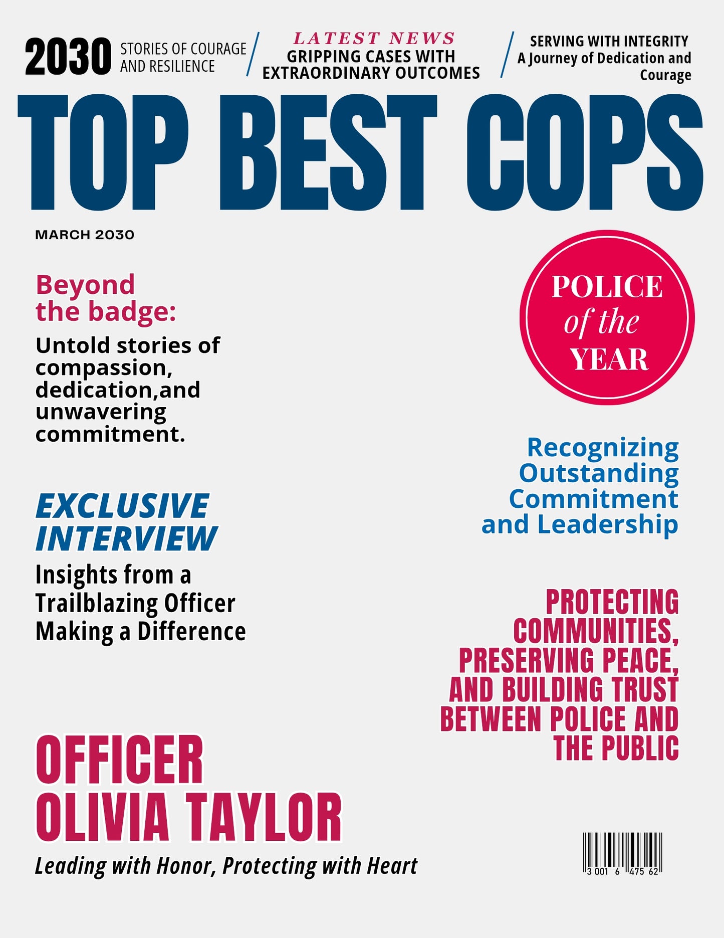 Cop Magazine Cover Poster, Birthday or Retirement Gift, Police Officer Gifts, Editable in Canva