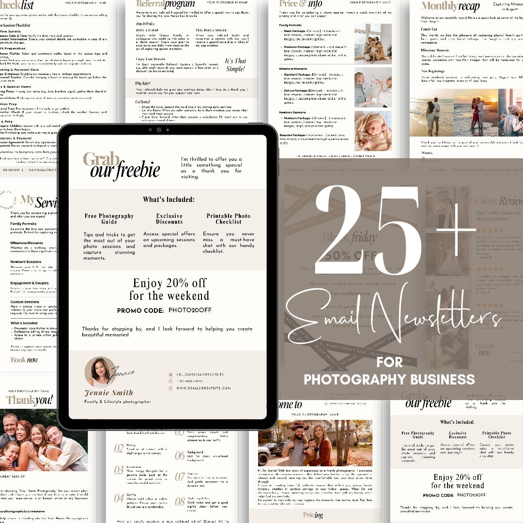 Photography Email Newsletter Templates, Photographer Email Newsletter Post, Edit in Canva