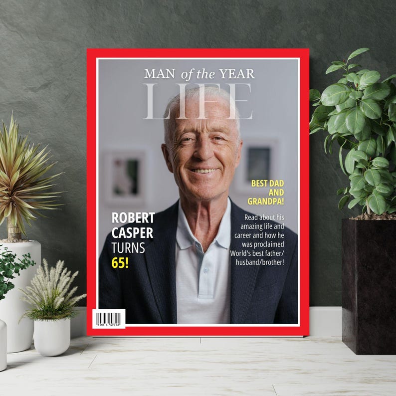 Personalized Magazine Cover, Birthday or Retirement Gift, Men and Women Gifts for Dad, Man of the Year, DIGITAL