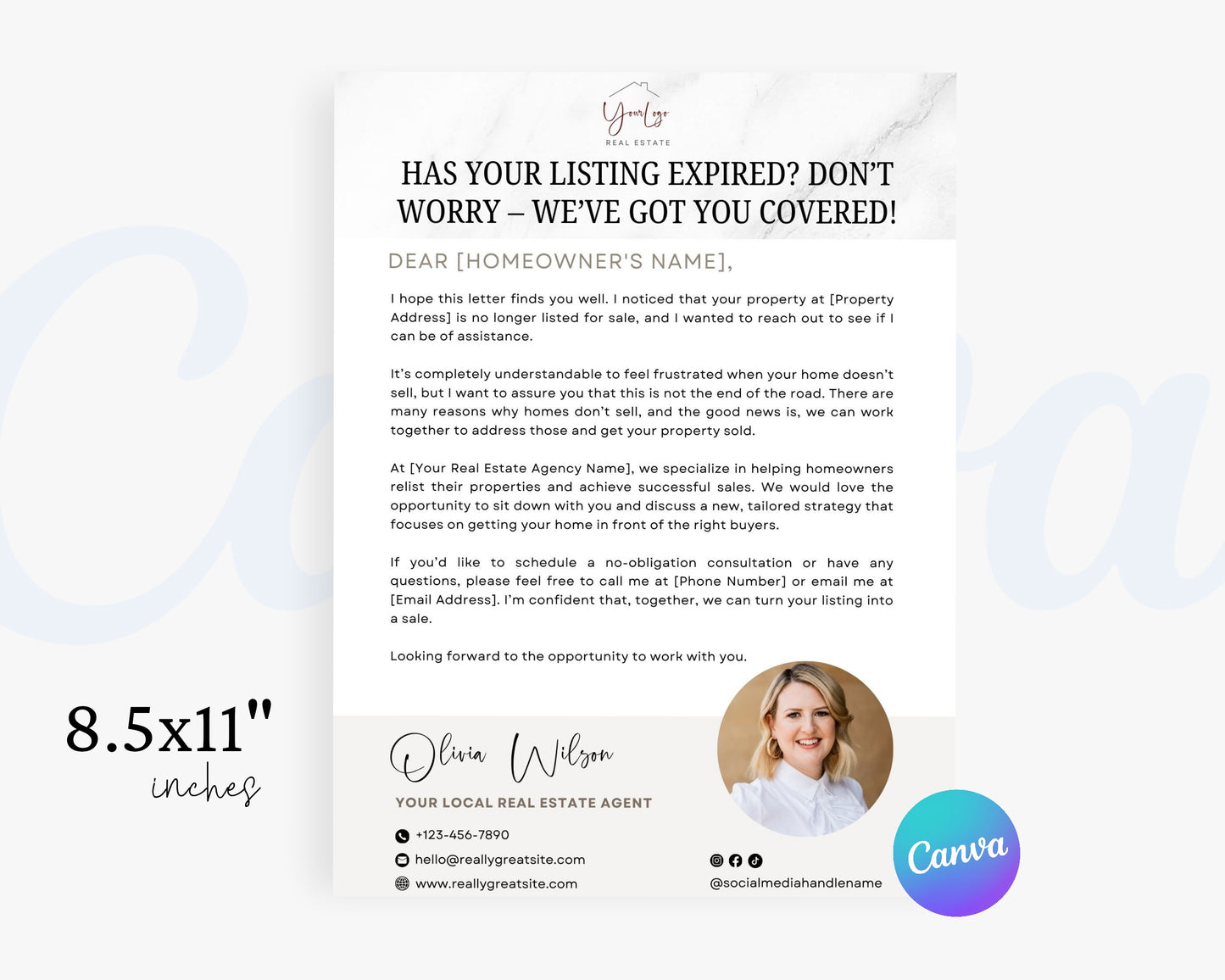 Expired Listing Real Estate Flyers, For Sale Flyer Marketing Flyer, Edit in Canva - REDF19