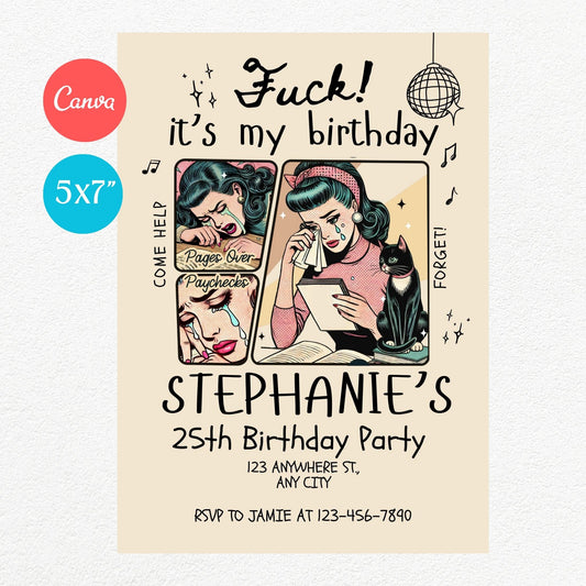 Crying Woman Funny Birthday Party Invitation