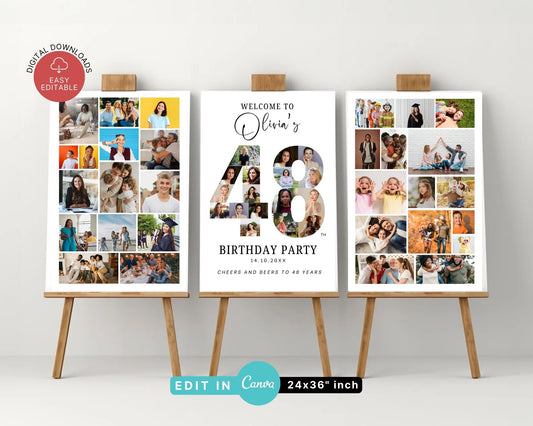 EDITABLE 48 Photo Collage, Welcome Sign, Canva, DIGITAL